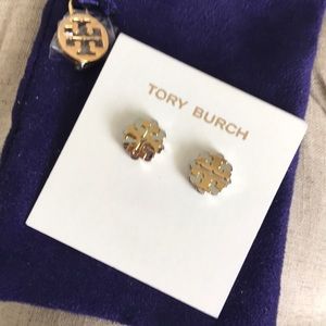 100% Authentic TORY BURCH FLOWER TWO-TONE STUD